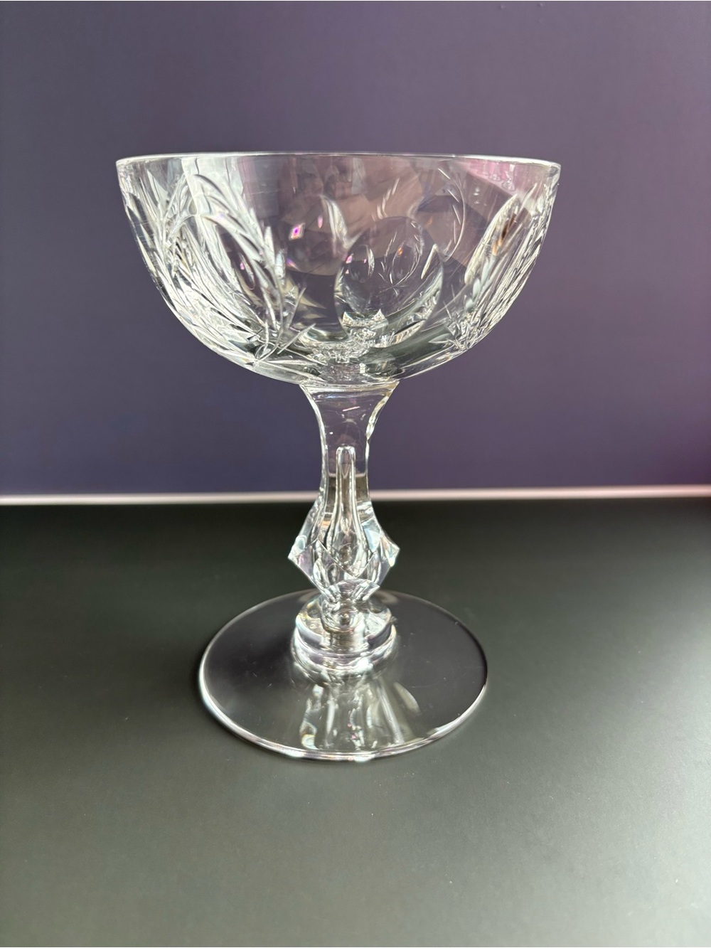 Set of Four Cut Glass Coupe Glasses